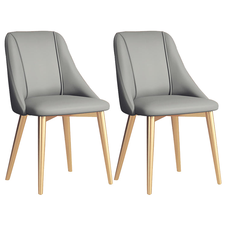 Sedia da pranzo in pelle finta parsons sedia laterale senza braccio con zampe metalliche