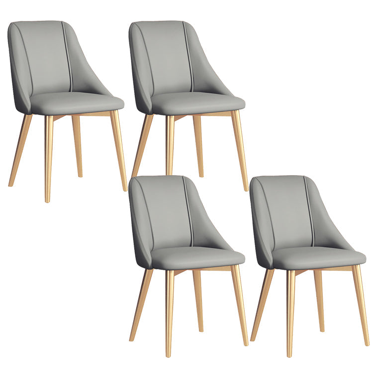 Sedia da pranzo in pelle finta parsons sedia laterale senza braccio con zampe metalliche