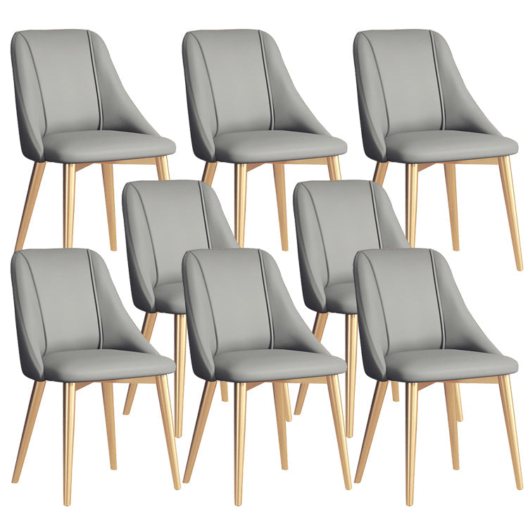 Sedia da pranzo in pelle finta parsons sedia laterale senza braccio con zampe metalliche