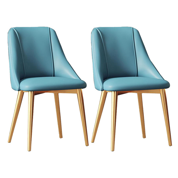 Sedia da pranzo in pelle finta parsons sedia laterale senza braccio con zampe metalliche