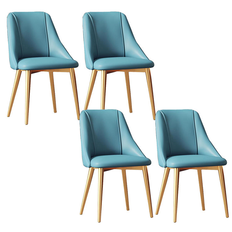 Sedia da pranzo in pelle finta parsons sedia laterale senza braccio con zampe metalliche