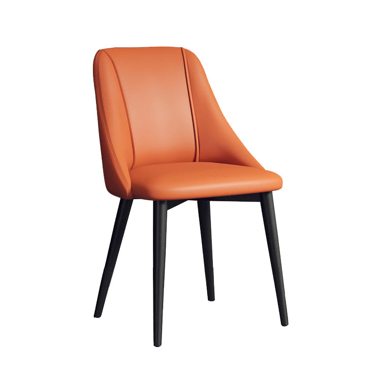 Sedia da pranzo in pelle finta parsons sedia laterale senza braccio con zampe metalliche