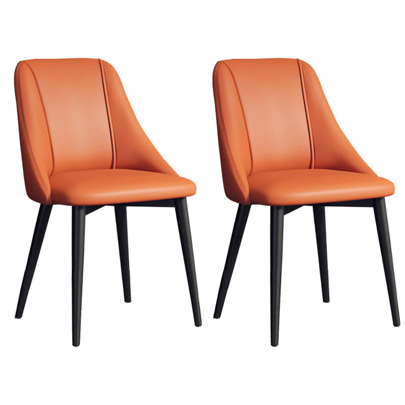 Sedia da pranzo in pelle finta parsons sedia laterale senza braccio con zampe metalliche