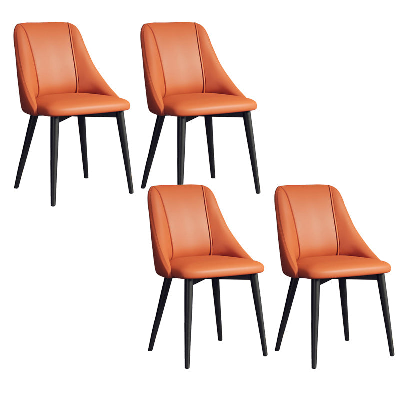 Sedia da pranzo in pelle finta parsons sedia laterale senza braccio con zampe metalliche