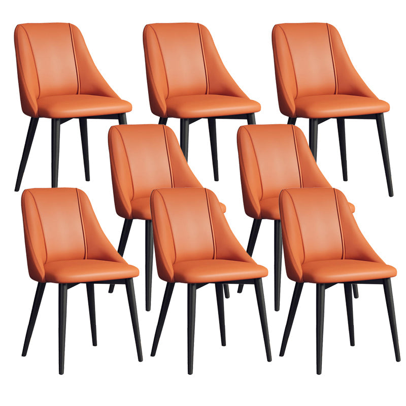 Sedia da pranzo in pelle finta parsons sedia laterale senza braccio con zampe metalliche