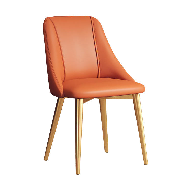 Sedia da pranzo in pelle finta parsons sedia laterale senza braccio con zampe metalliche