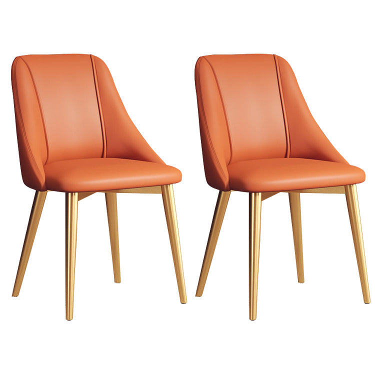 Sedia da pranzo in pelle finta parsons sedia laterale senza braccio con zampe metalliche