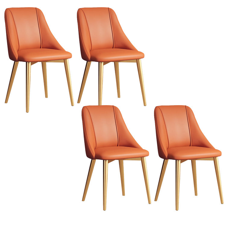 Sedia da pranzo in pelle finta parsons sedia laterale senza braccio con zampe metalliche