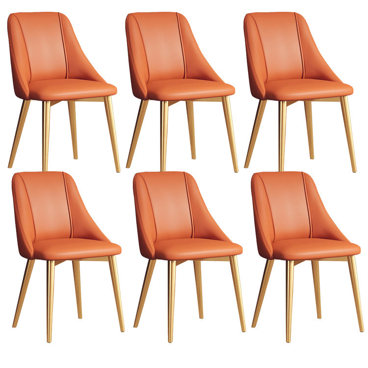 Sedia da pranzo in pelle finta parsons sedia laterale senza braccio con zampe metalliche