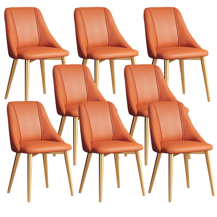 Sedia da pranzo in pelle finta parsons sedia laterale senza braccio con zampe metalliche