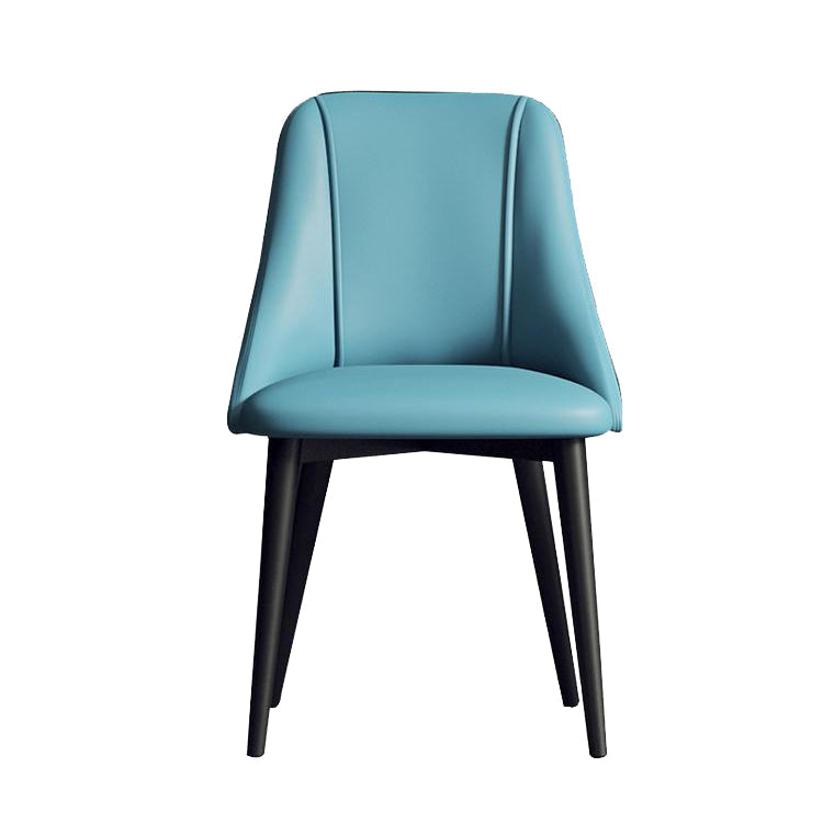 Sedia da pranzo in pelle finta parsons sedia laterale senza braccio con zampe metalliche
