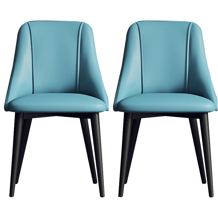 Sedia da pranzo in pelle finta parsons sedia laterale senza braccio con zampe metalliche