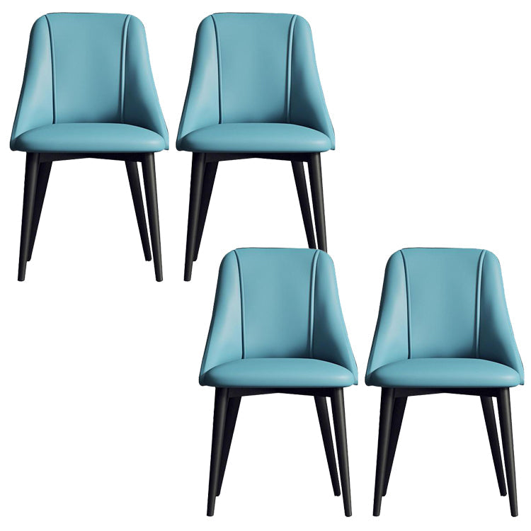 Sedia da pranzo in pelle finta parsons sedia laterale senza braccio con zampe metalliche