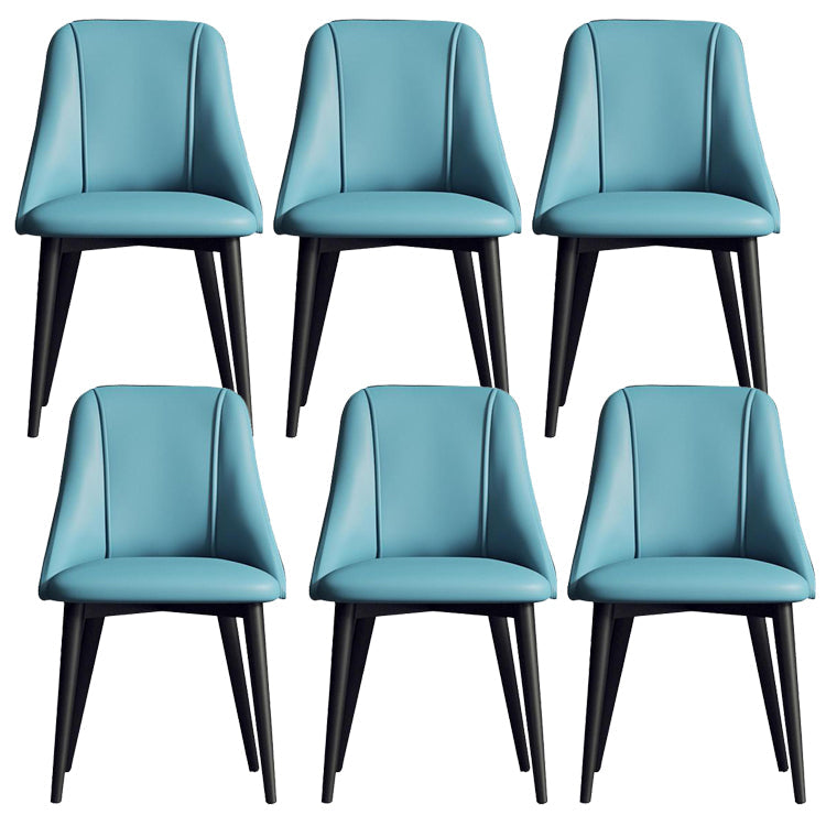 Sedia da pranzo in pelle finta parsons sedia laterale senza braccio con zampe metalliche