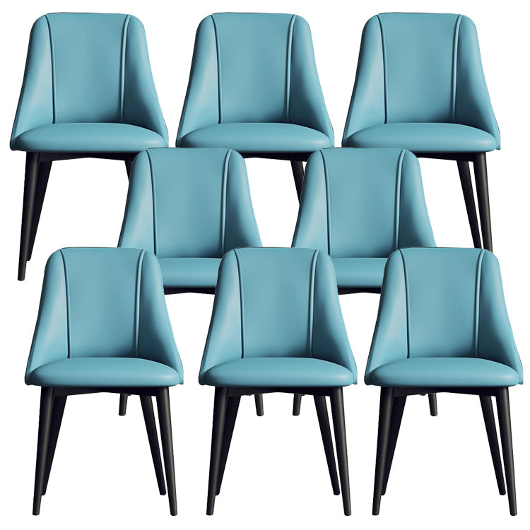 Sedia da pranzo in pelle finta parsons sedia laterale senza braccio con zampe metalliche