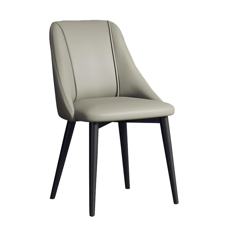 Sedia da pranzo in pelle finta parsons sedia laterale senza braccio con zampe metalliche