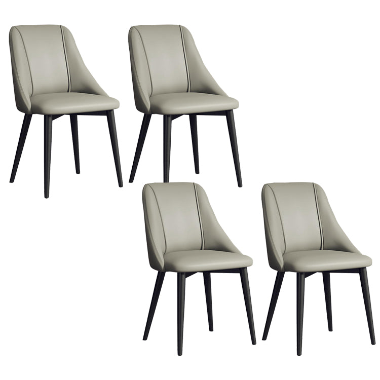 Sedia da pranzo in pelle finta parsons sedia laterale senza braccio con zampe metalliche