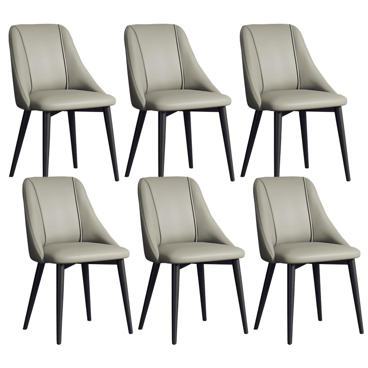 Sedia da pranzo in pelle finta parsons sedia laterale senza braccio con zampe metalliche