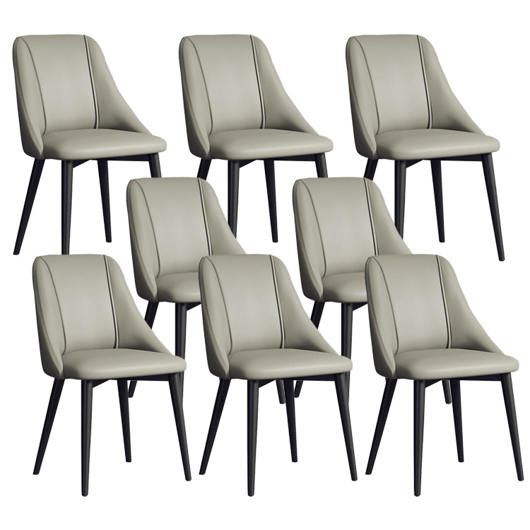 Sedia da pranzo in pelle finta parsons sedia laterale senza braccio con zampe metalliche