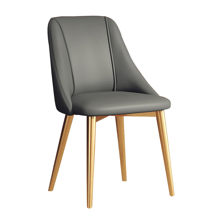 Sedia da pranzo in pelle finta parsons sedia laterale senza braccio con zampe metalliche