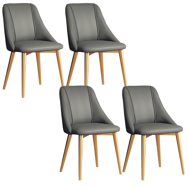 Sedia da pranzo in pelle finta parsons sedia laterale senza braccio con zampe metalliche