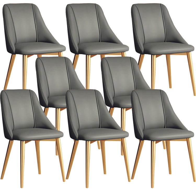 Sedia da pranzo in pelle finta parsons sedia laterale senza braccio con zampe metalliche
