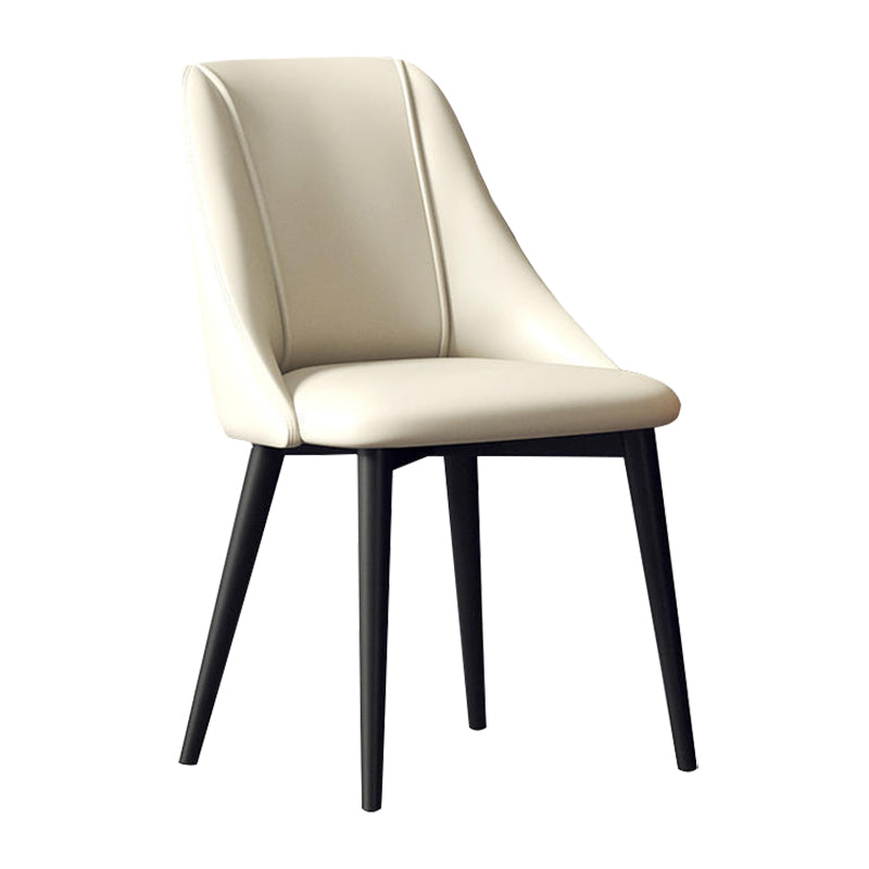 Sedia da pranzo in pelle finta parsons sedia laterale senza braccio con zampe metalliche