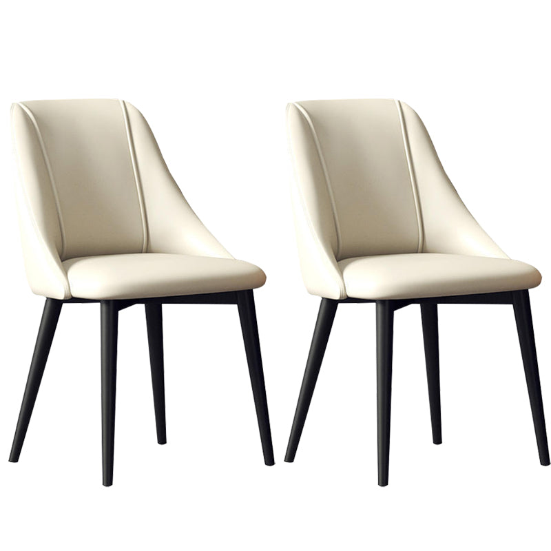 Sedia da pranzo in pelle finta parsons sedia laterale senza braccio con zampe metalliche