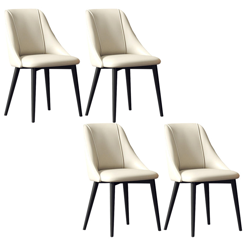 Sedia da pranzo in pelle finta parsons sedia laterale senza braccio con zampe metalliche