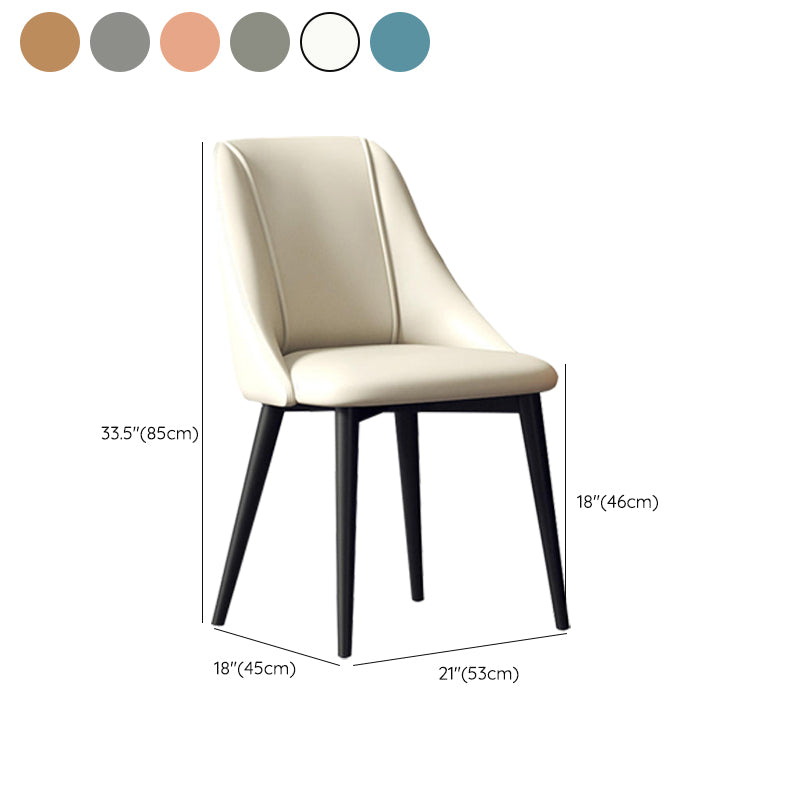 Sedia da pranzo in pelle finta parsons sedia laterale senza braccio con zampe metalliche