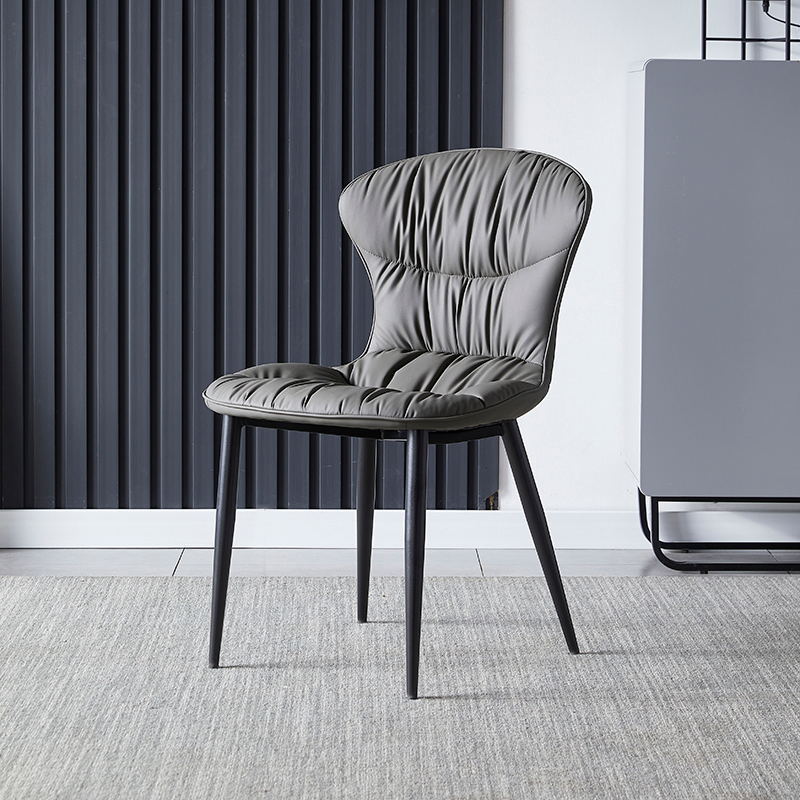 Faux Leather Dining Chair Wingback Armless Chair with Black Legs Grey 1 Piece Clearhalo 'Dining Chairs' 'Dining Tables & Seating' 'dining_chair' 'furn' 'furn_dining_chair' 'Furniture' 'Kitchen & Dining Furniture' 6751092