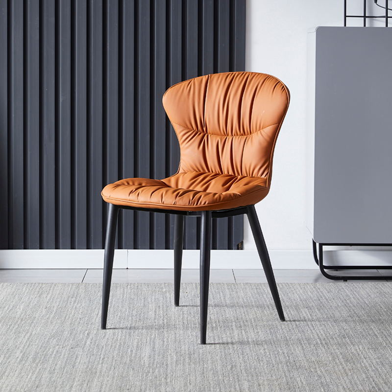 Faux Leather Dining Chair Wingback Armless Chair with Black Legs Orange 1 Piece Clearhalo 'Dining Chairs' 'Dining Tables & Seating' 'dining_chair' 'furn' 'furn_dining_chair' 'Furniture' 'Kitchen & Dining Furniture' 6751095