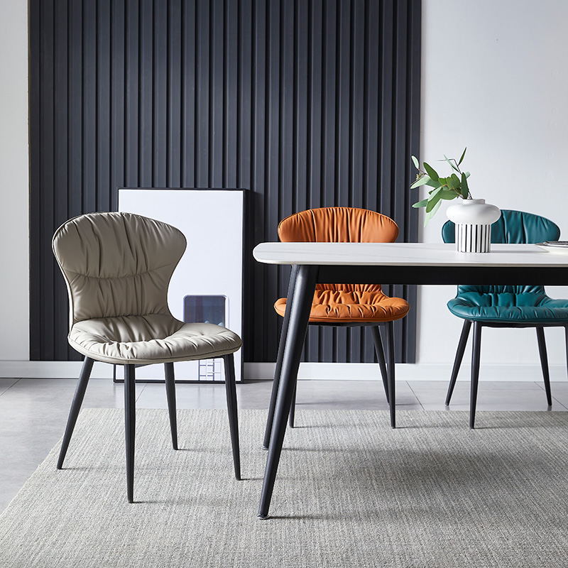 Faux Leather Dining Chair Wingback Armless Chair with Black Legs Clearhalo 'Dining Chairs' 'Dining Tables & Seating' 'dining_chair' 'furn' 'furn_dining_chair' 'Furniture' 'Kitchen & Dining Furniture' 6751097