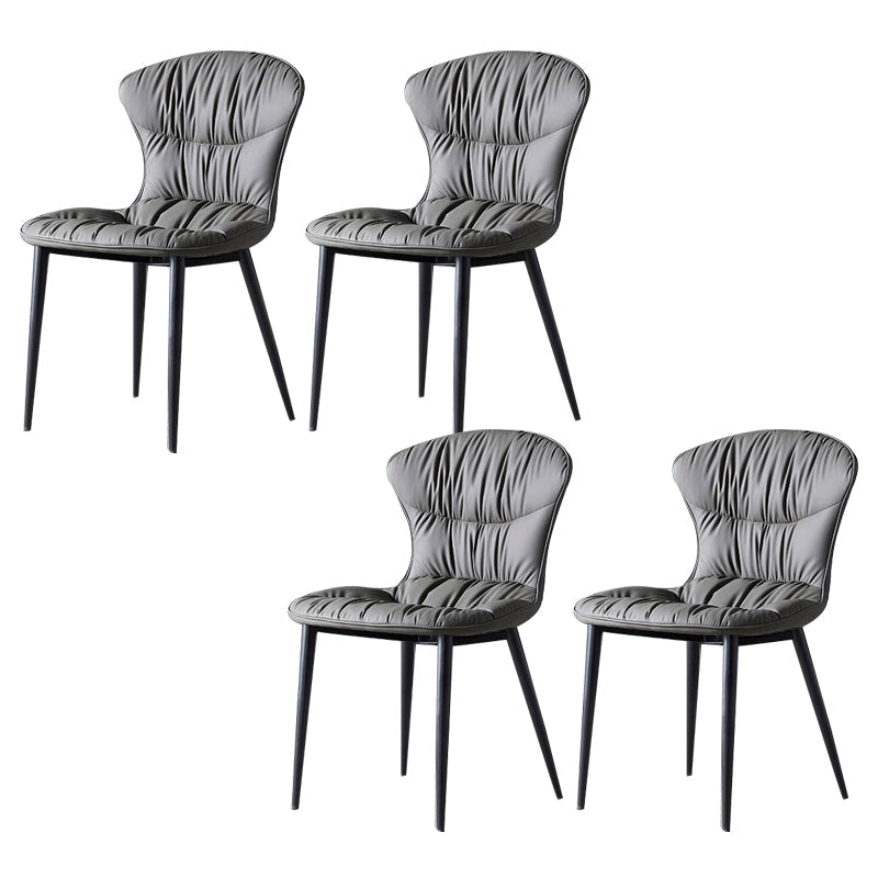 Faux Leather Dining Chair Wingback Armless Chair with Black Legs Grey 4 Piece Set Clearhalo 'Dining Chairs' 'Dining Tables & Seating' 'dining_chair' 'furn' 'furn_dining_chair' 'Furniture' 'Kitchen & Dining Furniture' 6751102