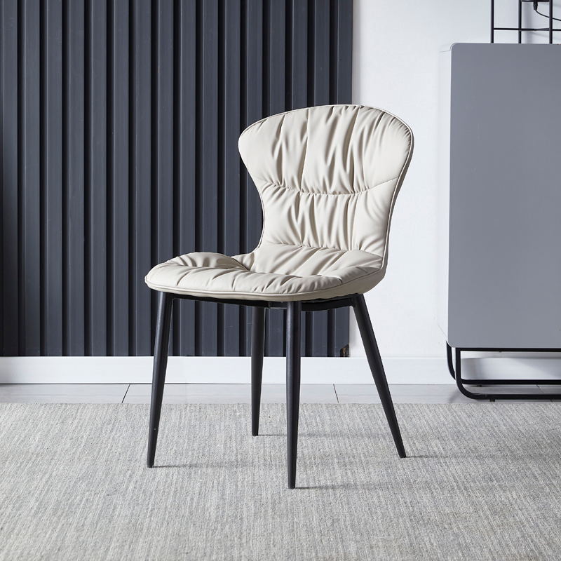 Faux Leather Dining Chair Wingback Armless Chair with Black Legs Clearhalo 'Dining Chairs' 'Dining Tables & Seating' 'dining_chair' 'furn' 'furn_dining_chair' 'Furniture' 'Kitchen & Dining Furniture' 6751112