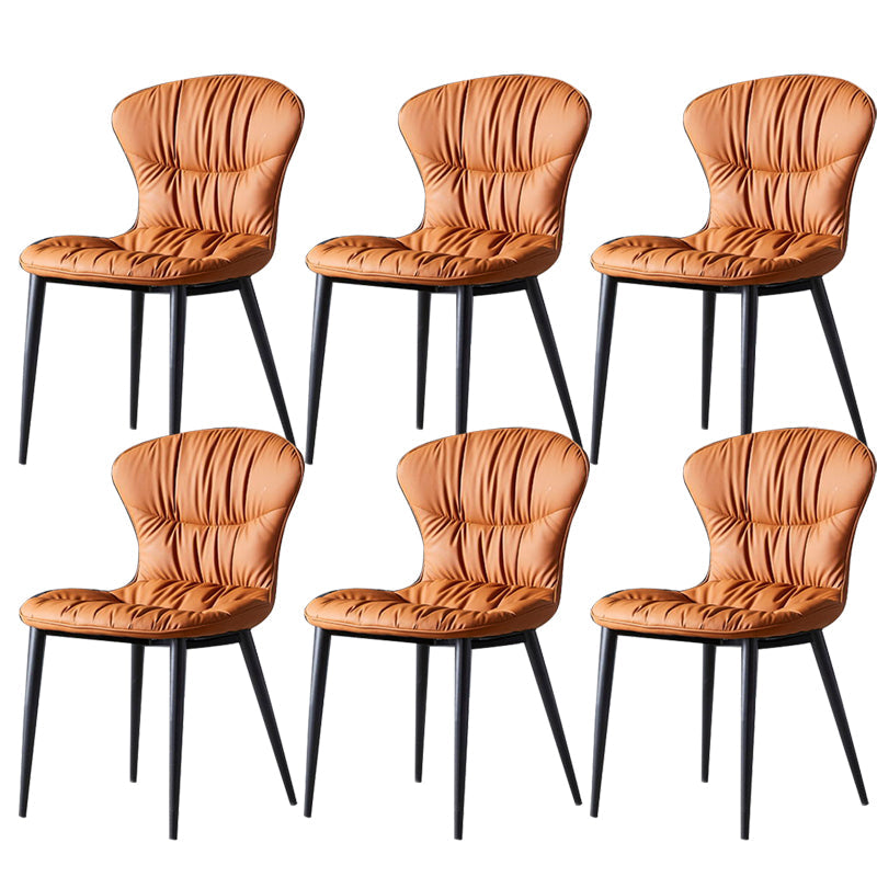 Faux Leather Dining Chair Wingback Armless Chair with Black Legs Orange 6 Piece Set Clearhalo 'Dining Chairs' 'Dining Tables & Seating' 'dining_chair' 'furn' 'furn_dining_chair' 'Furniture' 'Kitchen & Dining Furniture' 6751117