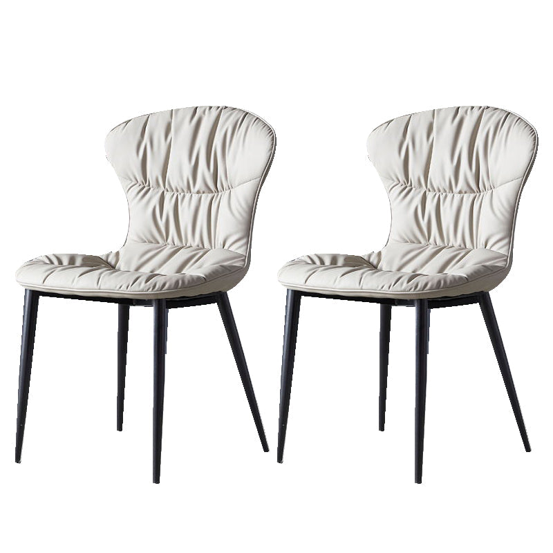 Faux Leather Dining Chair Wingback Armless Chair with Black Legs Light Gray 2 Piece Set Clearhalo 'Dining Chairs' 'Dining Tables & Seating' 'dining_chair' 'furn' 'furn_dining_chair' 'Furniture' 'Kitchen & Dining Furniture' 6751119