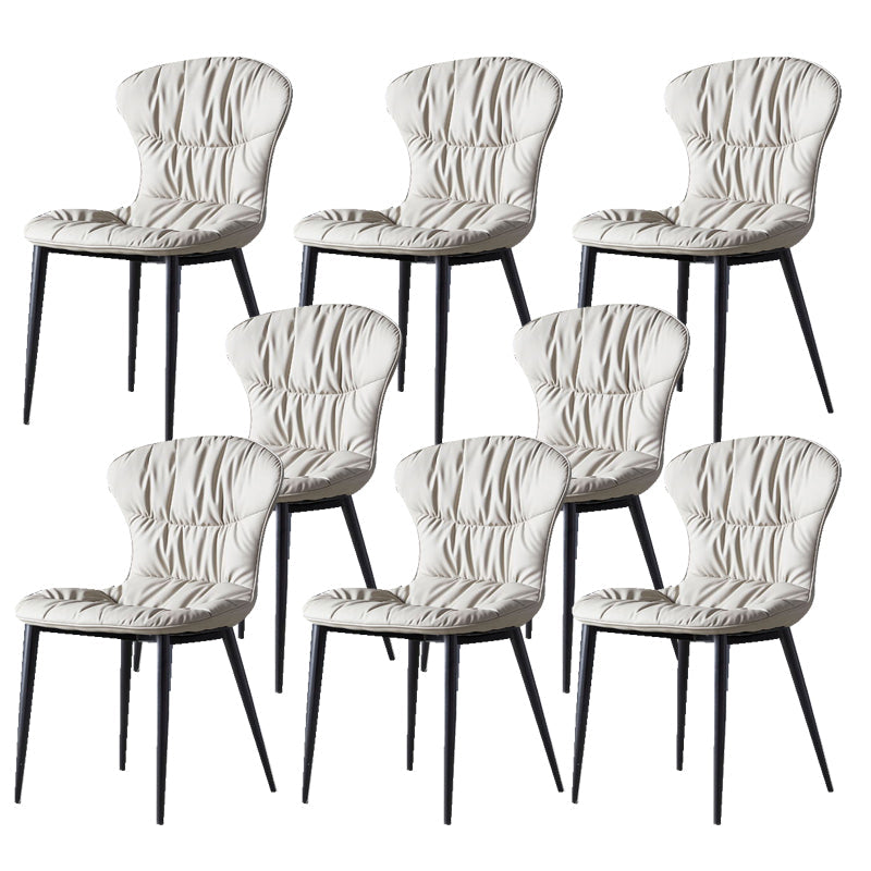 Faux Leather Dining Chair Wingback Armless Chair with Black Legs Light Gray 8 Piece Set Clearhalo 'Dining Chairs' 'Dining Tables & Seating' 'dining_chair' 'furn' 'furn_dining_chair' 'Furniture' 'Kitchen & Dining Furniture' 6751122