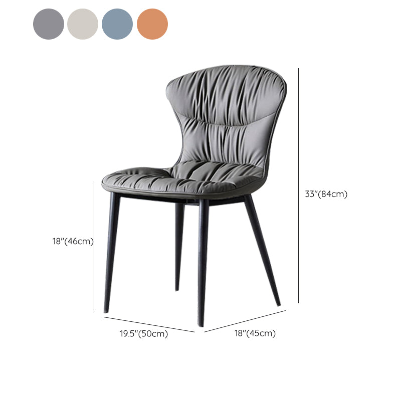 Faux Leather Dining Chair Wingback Armless Chair with Black Legs Clearhalo 'Dining Chairs' 'Dining Tables & Seating' 'dining_chair' 'furn' 'furn_dining_chair' 'Furniture' 'Kitchen & Dining Furniture' 6751123
