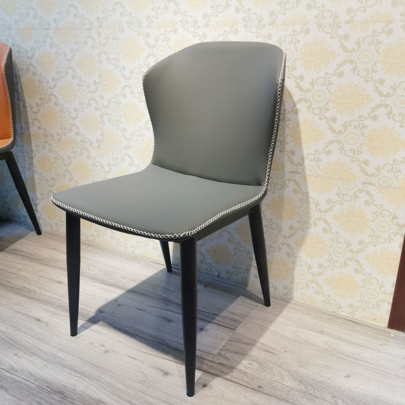 Faux Leather Dining Chair Industrial Style Wingback Side Chair