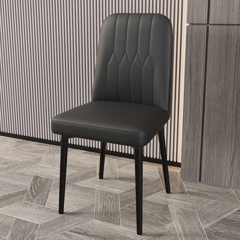 PU Leather Dining Chairs Parsons Armless Side Chair for Restaurant Black 1 Piece Black Clearhalo 'Dining Chairs' 'Dining Tables & Seating' 'dining_chair' 'furn' 'furn_dining_chair' 'Furniture' 'Kitchen & Dining Furniture' 6751356