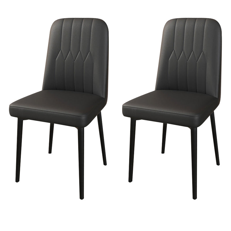 PU Leather Dining Chairs Parsons Armless Side Chair for Restaurant Black 2 Piece Set Black Clearhalo 'Dining Chairs' 'Dining Tables & Seating' 'dining_chair' 'furn' 'furn_dining_chair' 'Furniture' 'Kitchen & Dining Furniture' 6751358