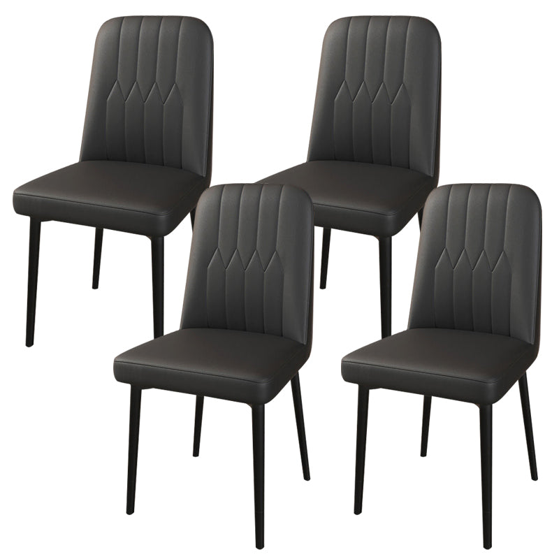 PU Leather Dining Chairs Parsons Armless Side Chair for Restaurant Black 4 Piece Set Black Clearhalo 'Dining Chairs' 'Dining Tables & Seating' 'dining_chair' 'furn' 'furn_dining_chair' 'Furniture' 'Kitchen & Dining Furniture' 6751360