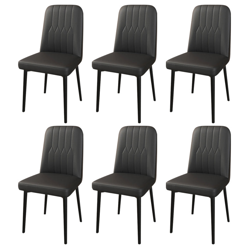 PU Leather Dining Chairs Parsons Armless Side Chair for Restaurant Black 6 Piece Set Black Clearhalo 'Dining Chairs' 'Dining Tables & Seating' 'dining_chair' 'furn' 'furn_dining_chair' 'Furniture' 'Kitchen & Dining Furniture' 6751362