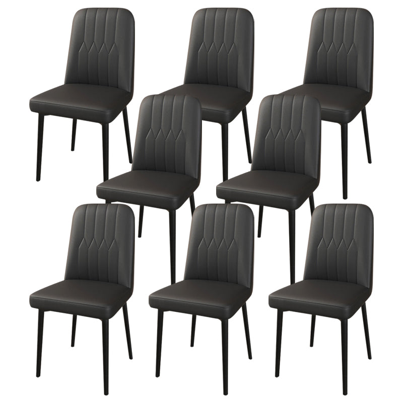 PU Leather Dining Chairs Parsons Armless Side Chair for Restaurant Black 8 Piece Set Black Clearhalo 'Dining Chairs' 'Dining Tables & Seating' 'dining_chair' 'furn' 'furn_dining_chair' 'Furniture' 'Kitchen & Dining Furniture' 6751364