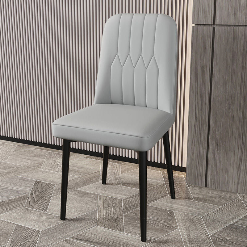 PU Leather Dining Chairs Parsons Armless Side Chair for Restaurant Grey 1 Piece Black Clearhalo 'Dining Chairs' 'Dining Tables & Seating' 'dining_chair' 'furn' 'furn_dining_chair' 'Furniture' 'Kitchen & Dining Furniture' 6751366