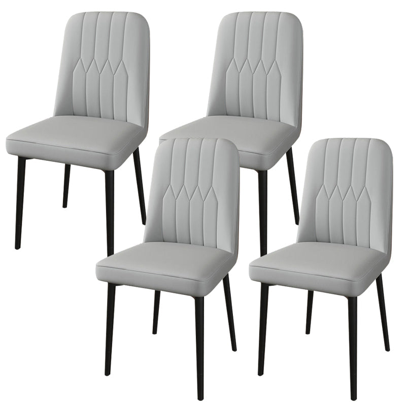 PU Leather Dining Chairs Parsons Armless Side Chair for Restaurant Grey 4 Piece Set Black Clearhalo 'Dining Chairs' 'Dining Tables & Seating' 'dining_chair' 'furn' 'furn_dining_chair' 'Furniture' 'Kitchen & Dining Furniture' 6751369