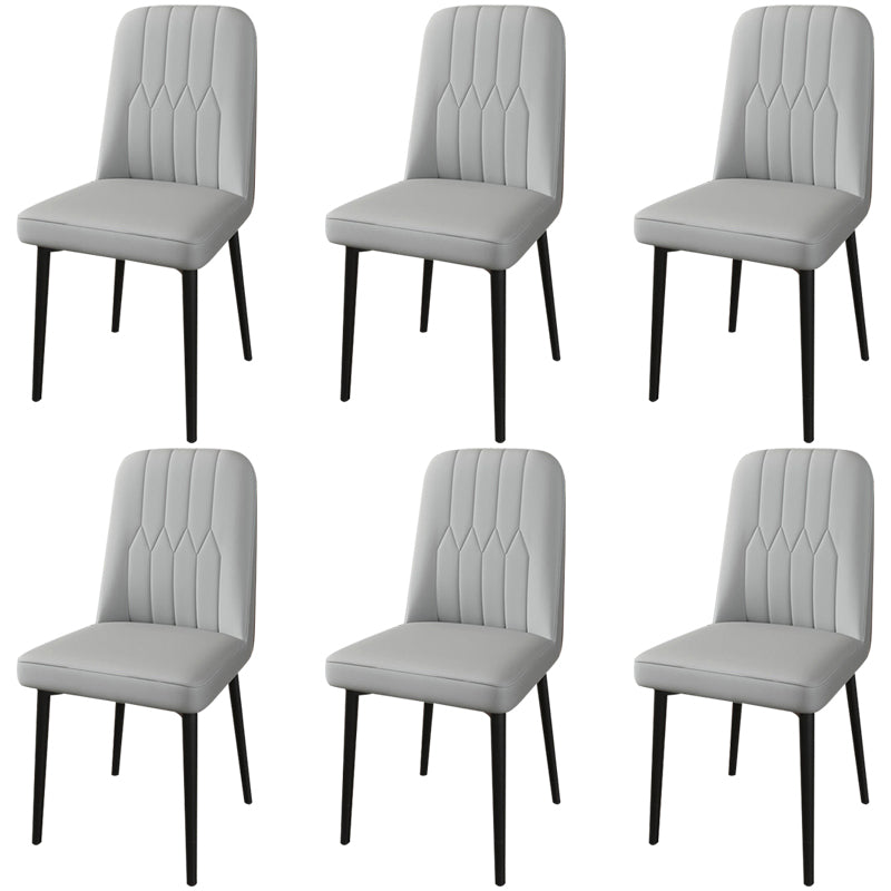 PU Leather Dining Chairs Parsons Armless Side Chair for Restaurant Grey 6 Piece Set Black Clearhalo 'Dining Chairs' 'Dining Tables & Seating' 'dining_chair' 'furn' 'furn_dining_chair' 'Furniture' 'Kitchen & Dining Furniture' 6751371