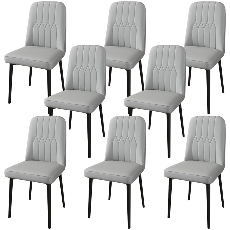 PU Leather Dining Chairs Parsons Armless Side Chair for Restaurant Grey 8 Piece Set Black Clearhalo 'Dining Chairs' 'Dining Tables & Seating' 'dining_chair' 'furn' 'furn_dining_chair' 'Furniture' 'Kitchen & Dining Furniture' 6751372