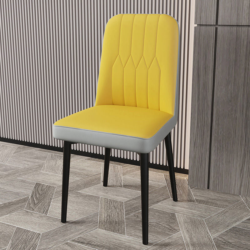 PU Leather Dining Chairs Parsons Armless Side Chair for Restaurant Yellow-Gray 1 Piece Black Clearhalo 'Dining Chairs' 'Dining Tables & Seating' 'dining_chair' 'furn' 'furn_dining_chair' 'Furniture' 'Kitchen & Dining Furniture' 6751378